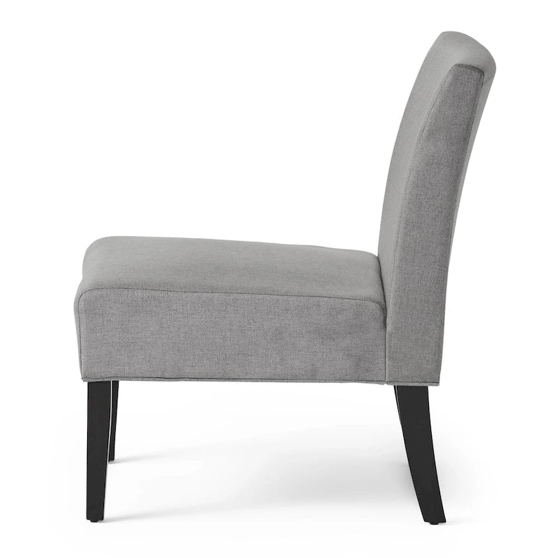 Grey / Light Blue / Light Grey / Dark Teal Contemporary Fabric Slipper Chair, Single Seat