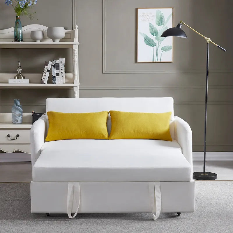 Grey / White / Black Convertible Sofa Bed with USB Port, Seats 2