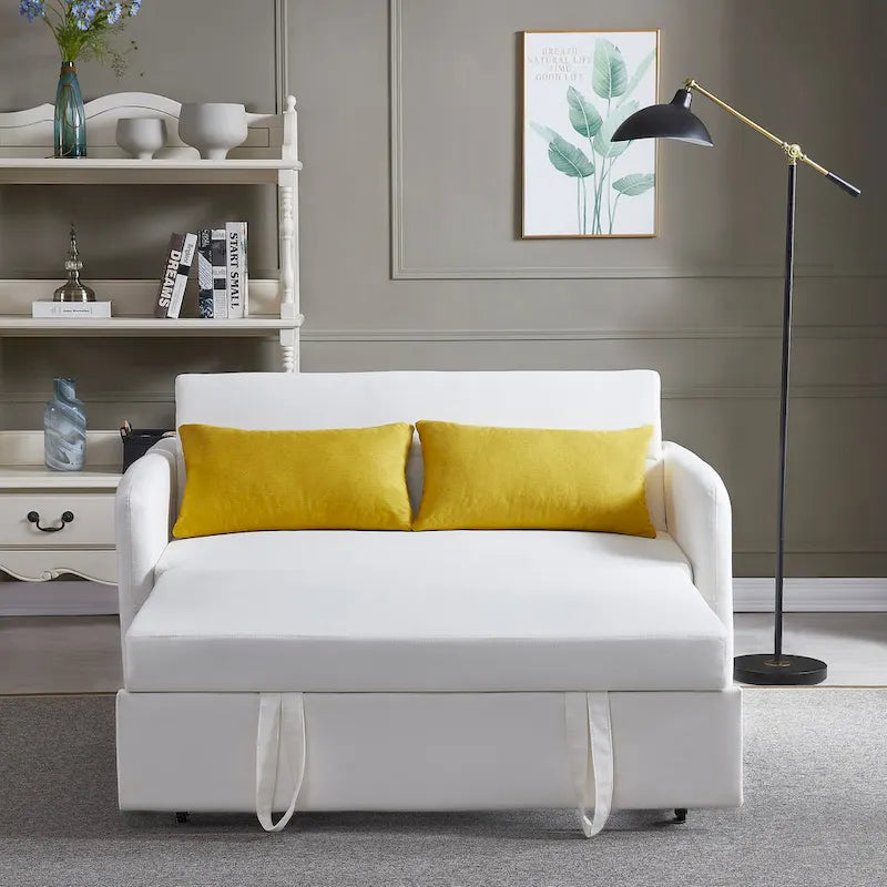 Grey / White / Black Convertible Sofa Bed with USB Port, Seats 2