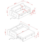 Grey / White / Black Convertible Sofa Bed with USB Port, Seats 2