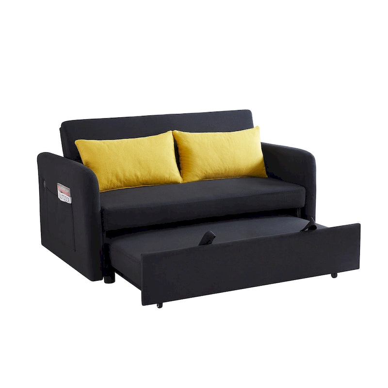 Grey / White / Black Convertible Sofa Bed with USB Port, Seats 2