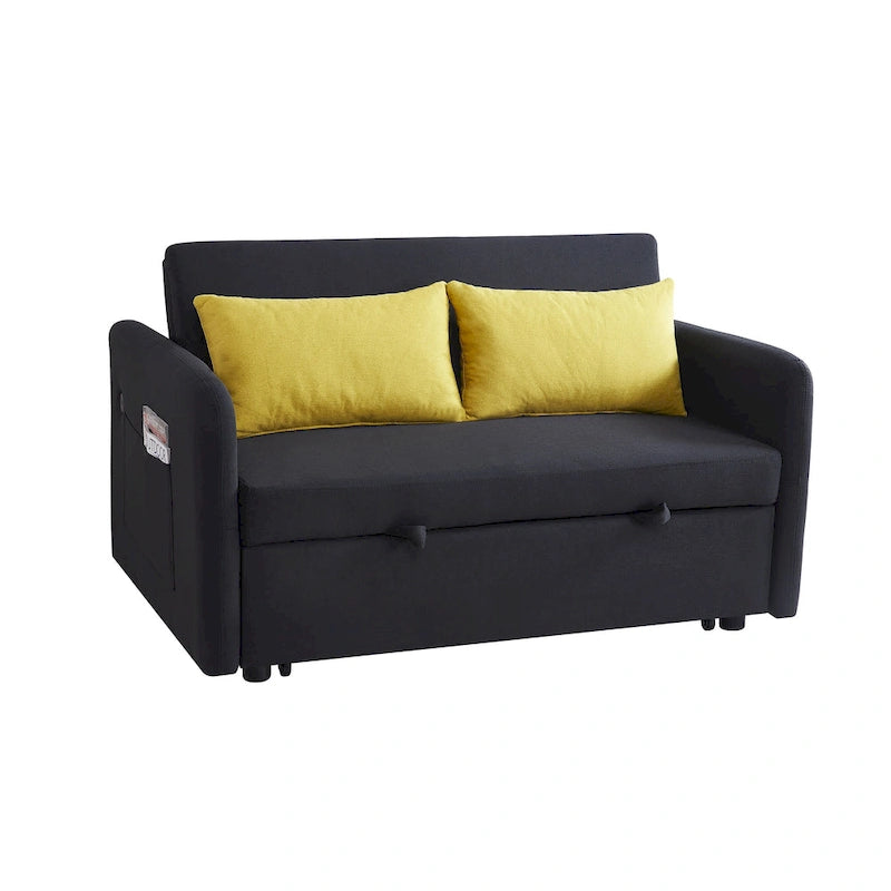 Grey / White / Black Convertible Sofa Bed with USB Port, Seats 2