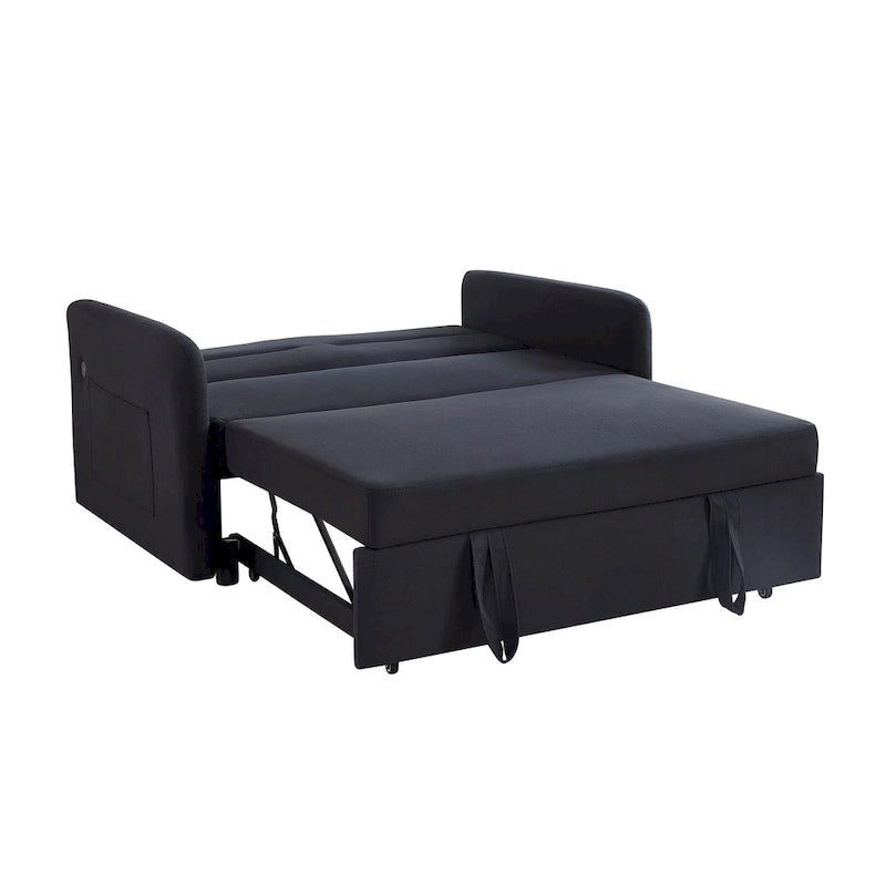 Grey / White / Black Convertible Sofa Bed with USB Port, Seats 2