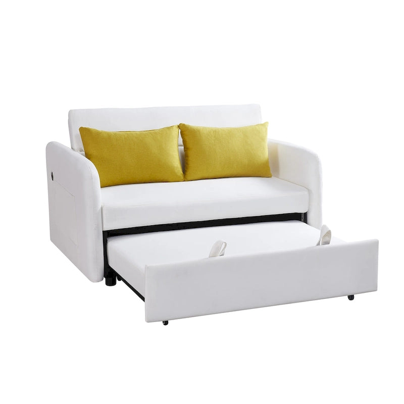 Grey / White / Black Convertible Sofa Bed with USB Port, Seats 2
