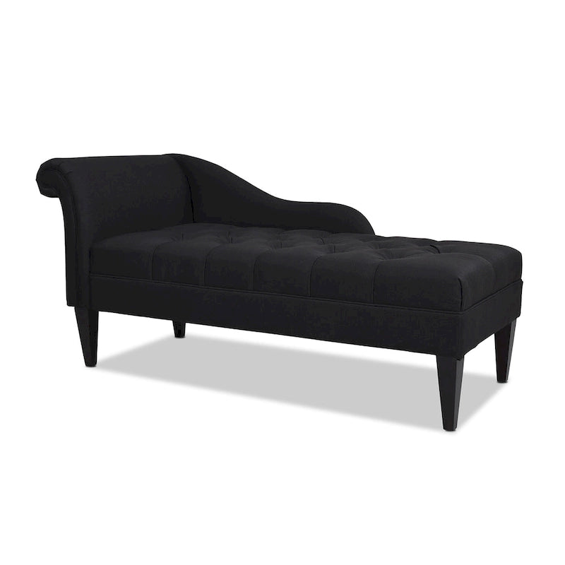 Jet Black / Beige / White / Blue / Yellow / Brown Tufted Rolled-Arm Chaise Lounge, Single