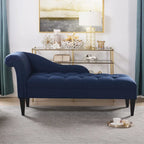 Jet Black / Beige / White / Blue / Yellow / Brown Tufted Rolled-Arm Chaise Lounge, Single