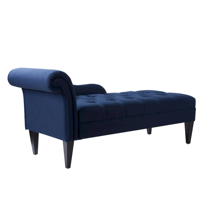 Jet Black / Beige / White / Blue / Yellow / Brown Tufted Rolled-Arm Chaise Lounge, Single