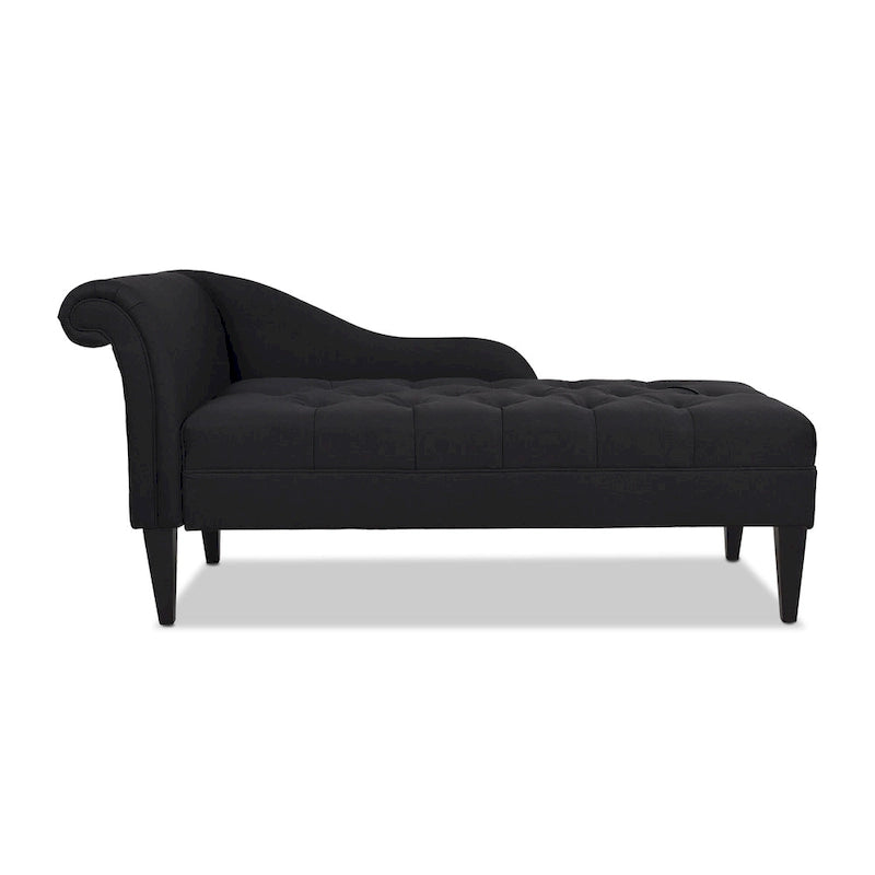 Jet Black / Beige / White / Blue / Yellow / Brown Tufted Rolled-Arm Chaise Lounge, Single