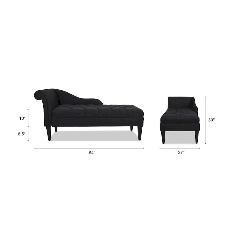 Jet Black / Beige / White / Blue / Yellow / Brown Tufted Rolled-Arm Chaise Lounge, Single