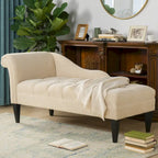 Jet Black / Beige / White / Blue / Yellow / Brown Tufted Rolled-Arm Chaise Lounge, Single