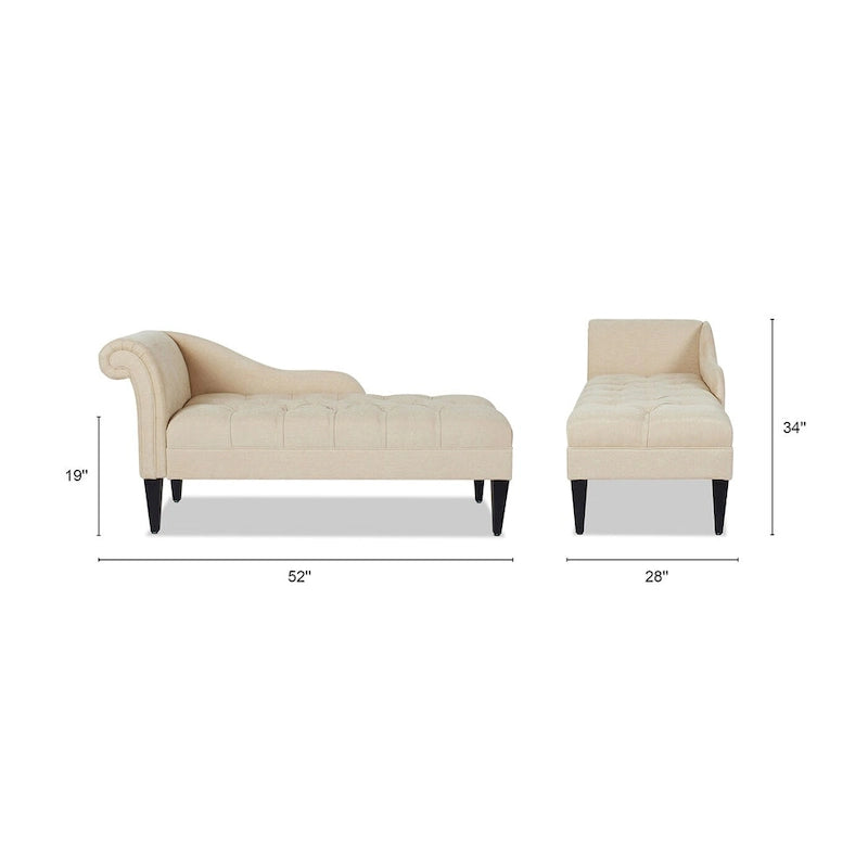 Jet Black / Beige / White / Blue / Yellow / Brown Tufted Rolled-Arm Chaise Lounge, Single
