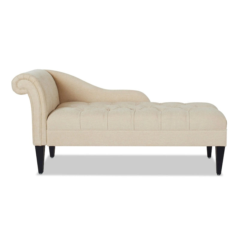 Jet Black / Beige / White / Blue / Yellow / Brown Tufted Rolled-Arm Chaise Lounge, Single