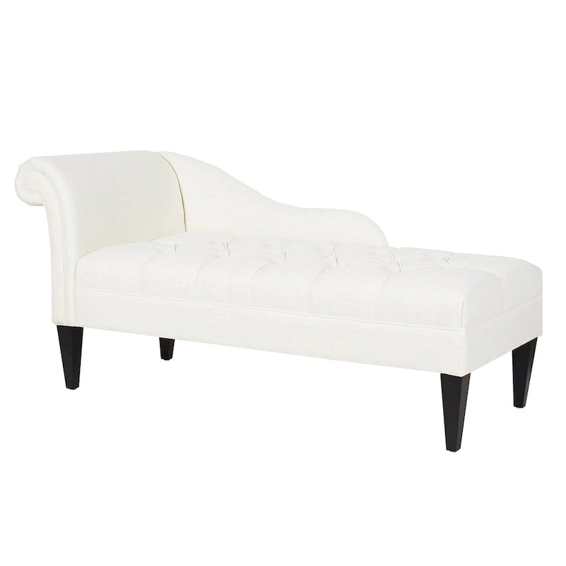 Jet Black / Beige / White / Blue / Yellow / Brown Tufted Rolled-Arm Chaise Lounge, Single