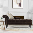 Jet Black / Beige / White / Blue / Yellow / Brown Tufted Rolled-Arm Chaise Lounge, Single