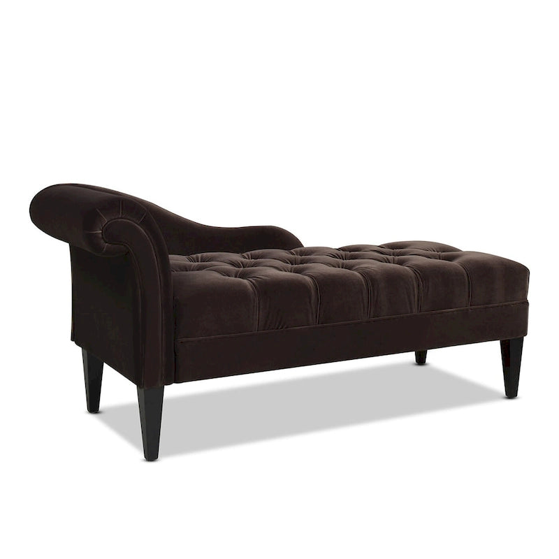 Jet Black / Beige / White / Blue / Yellow / Brown Tufted Rolled-Arm Chaise Lounge, Single