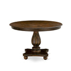 Distressed Jacobean / Antique Walnut Round Pedestal Dining Table, Seats up to 6