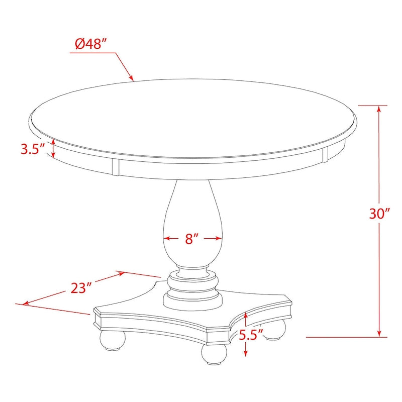 Distressed Jacobean / Antique Walnut Round Pedestal Dining Table, Seats up to 6