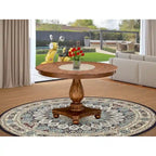 Distressed Jacobean / Antique Walnut Round Pedestal Dining Table, Seats up to 6