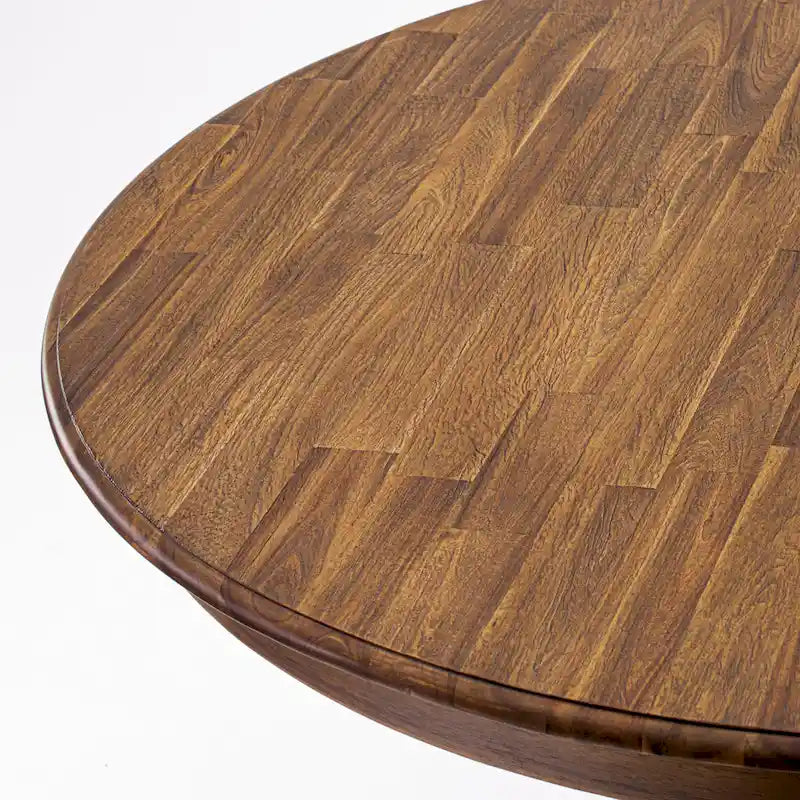 Distressed Jacobean / Antique Walnut Round Pedestal Dining Table, Seats up to 6