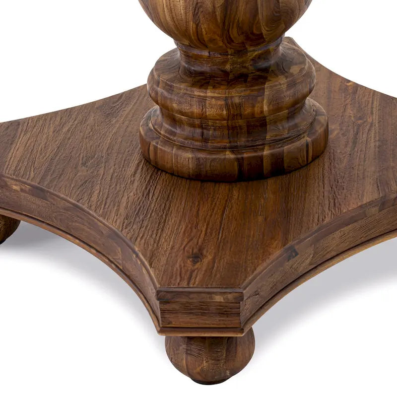 Distressed Jacobean / Antique Walnut Round Pedestal Dining Table, Seats up to 6