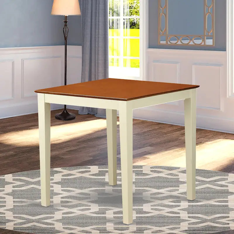 Mahogany / White Square Bar-Height Dining Table, Seats 2