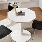 Porcelain White / Marble White / Marble Black 31.5" Octagonal Dining Table – Seats 2