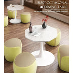Porcelain White / Marble White / Marble Black 31.5" Octagonal Dining Table – Seats 2