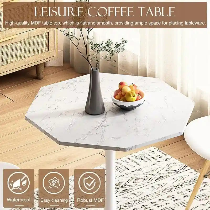 Porcelain White / Marble White / Marble Black 31.5" Octagonal Dining Table – Seats 2