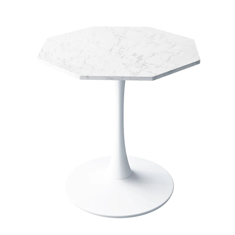 Porcelain White / Marble White / Marble Black 31.5" Octagonal Dining Table – Seats 2