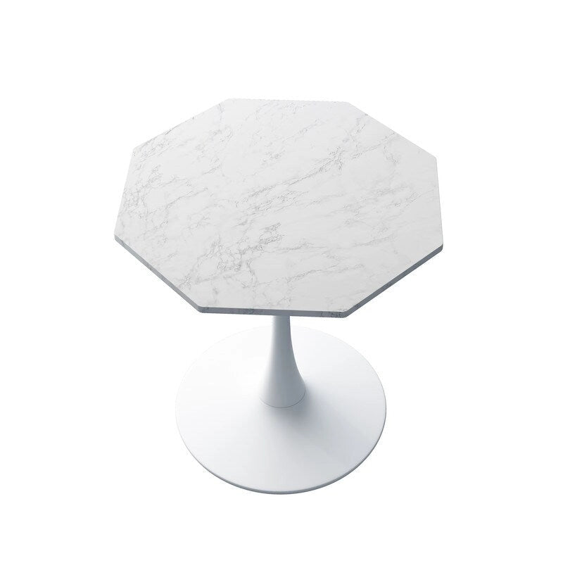 Porcelain White / Marble White / Marble Black 31.5" Octagonal Dining Table – Seats 2