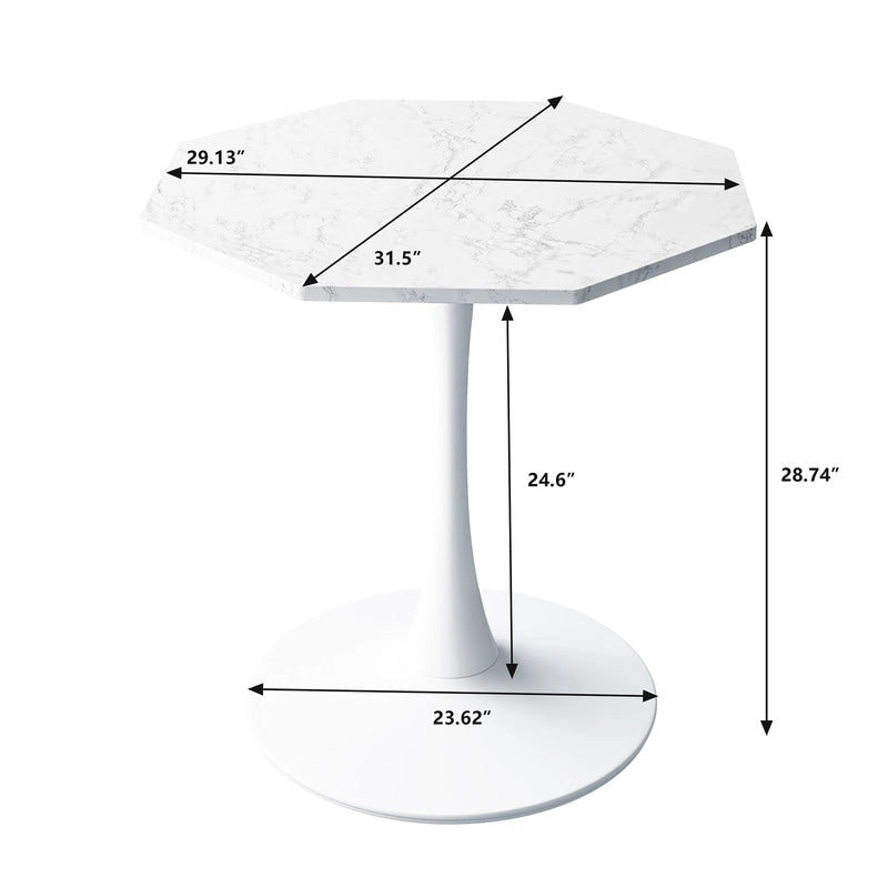 Porcelain White / Marble White / Marble Black 31.5" Octagonal Dining Table – Seats 2