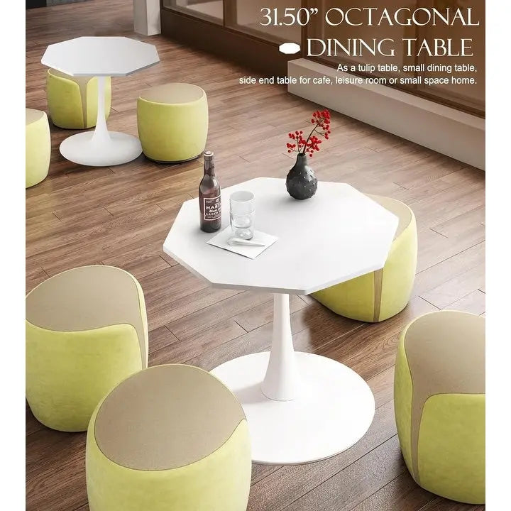 Porcelain White / Marble White / Marble Black 31.5" Octagonal Dining Table – Seats 2