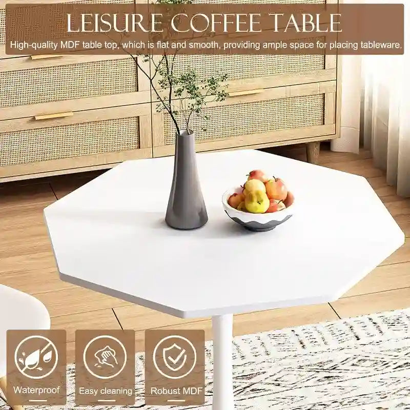 Porcelain White / Marble White / Marble Black 31.5" Octagonal Dining Table – Seats 2