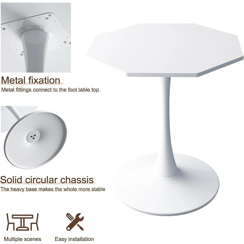 Porcelain White / Marble White / Marble Black 31.5" Octagonal Dining Table – Seats 2