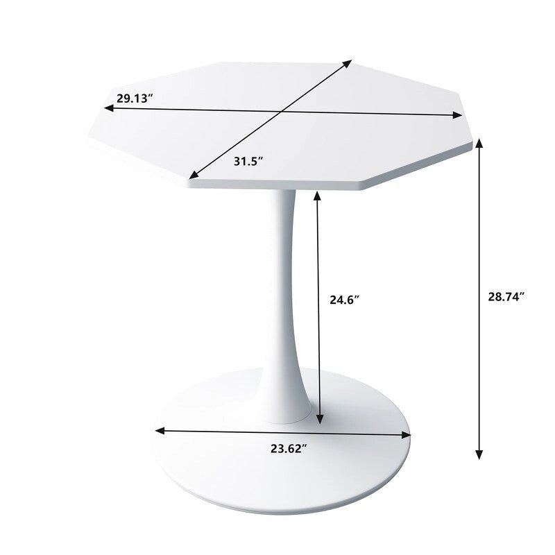 Porcelain White / Marble White / Marble Black 31.5" Octagonal Dining Table – Seats 2