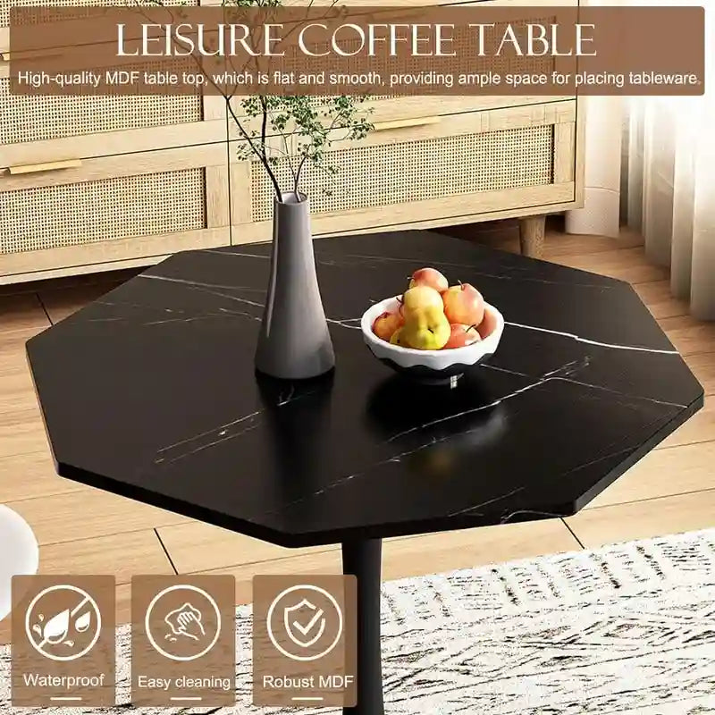 Porcelain White / Marble White / Marble Black 31.5" Octagonal Dining Table – Seats 2