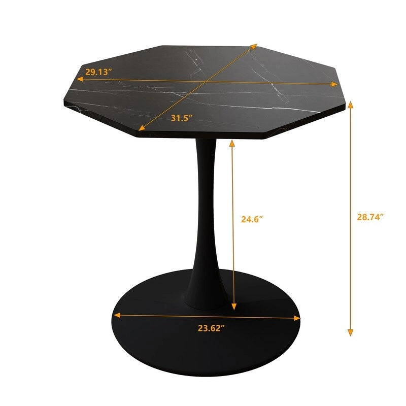 Porcelain White / Marble White / Marble Black 31.5" Octagonal Dining Table – Seats 2