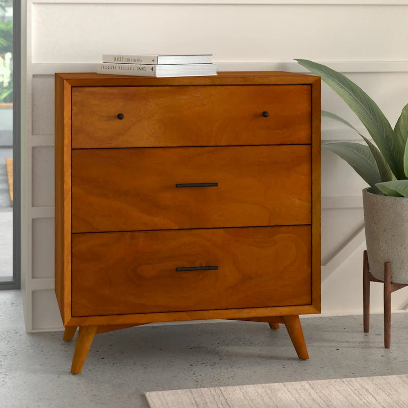 Acorn / White Mid-Century Modern 3-Drawer Small Chest