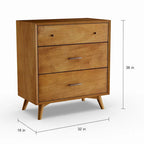 Acorn / White Mid-Century Modern 3-Drawer Small Chest