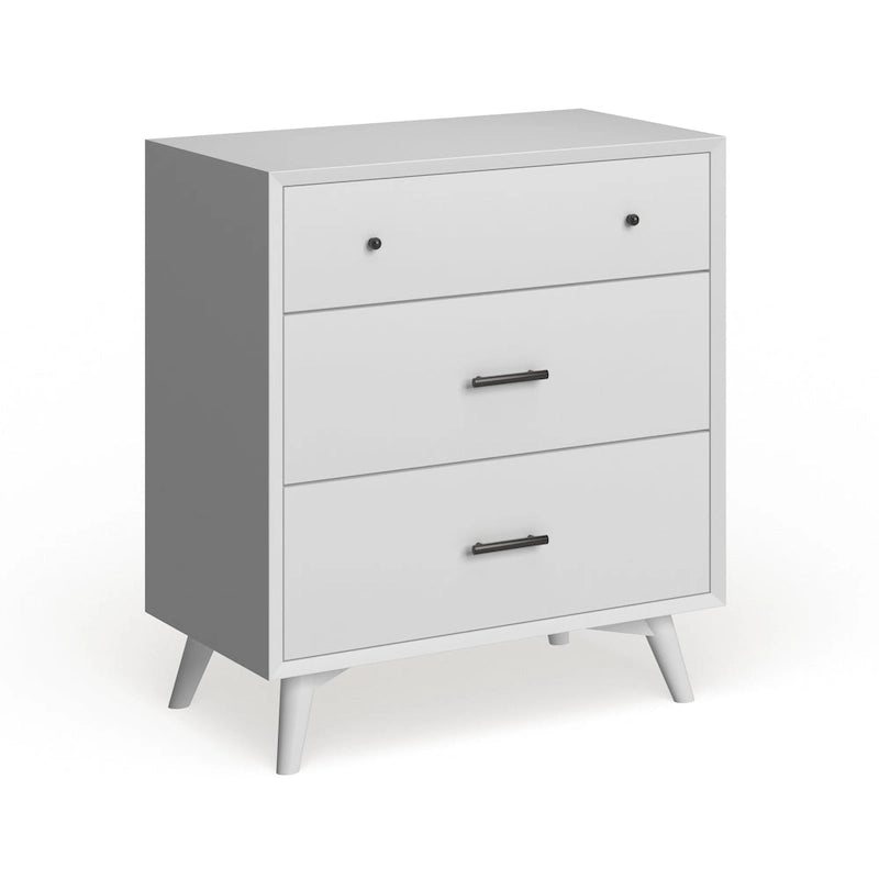 Acorn / White Mid-Century Modern 3-Drawer Small Chest