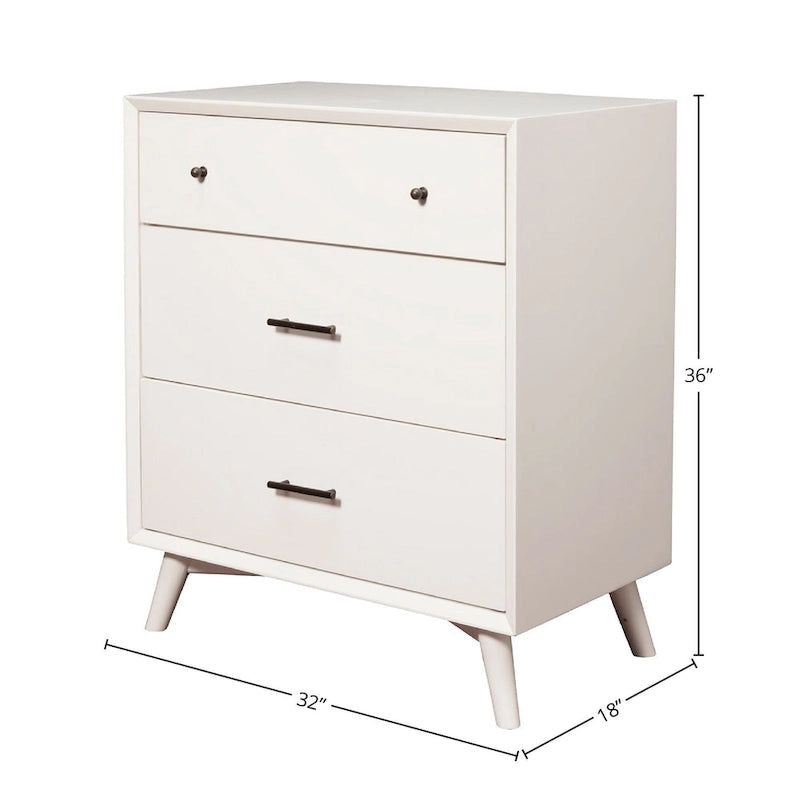 Acorn / White Mid-Century Modern 3-Drawer Small Chest
