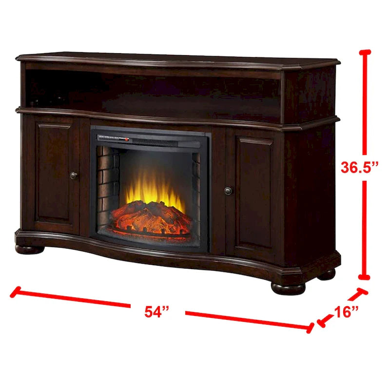Merlot 54" TV Stand with Electric Fireplace, Single