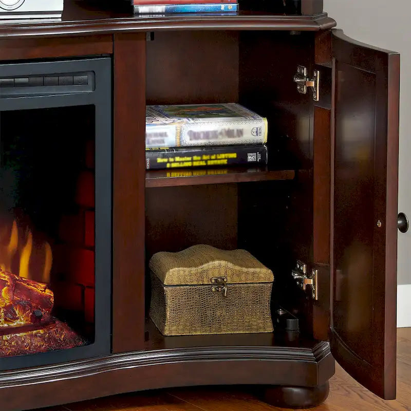 Merlot 54" TV Stand with Electric Fireplace, Single