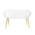 White & Natural Curved Bench – 2–3 Person