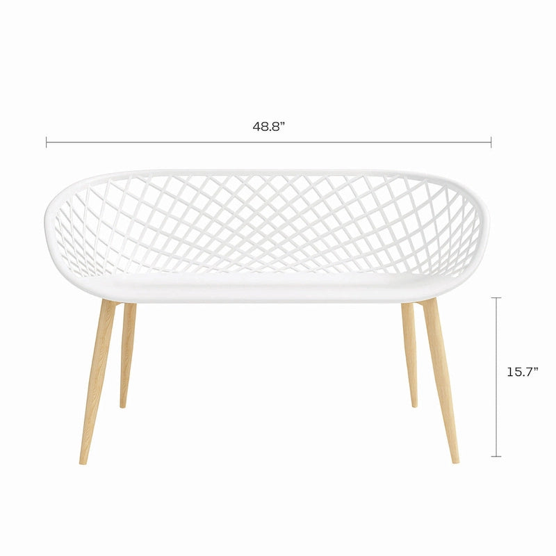 White & Natural Curved Bench – 2–3 Person