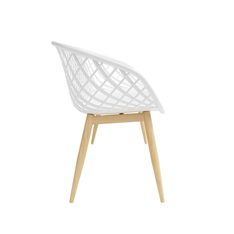 White & Natural Curved Bench – 2–3 Person