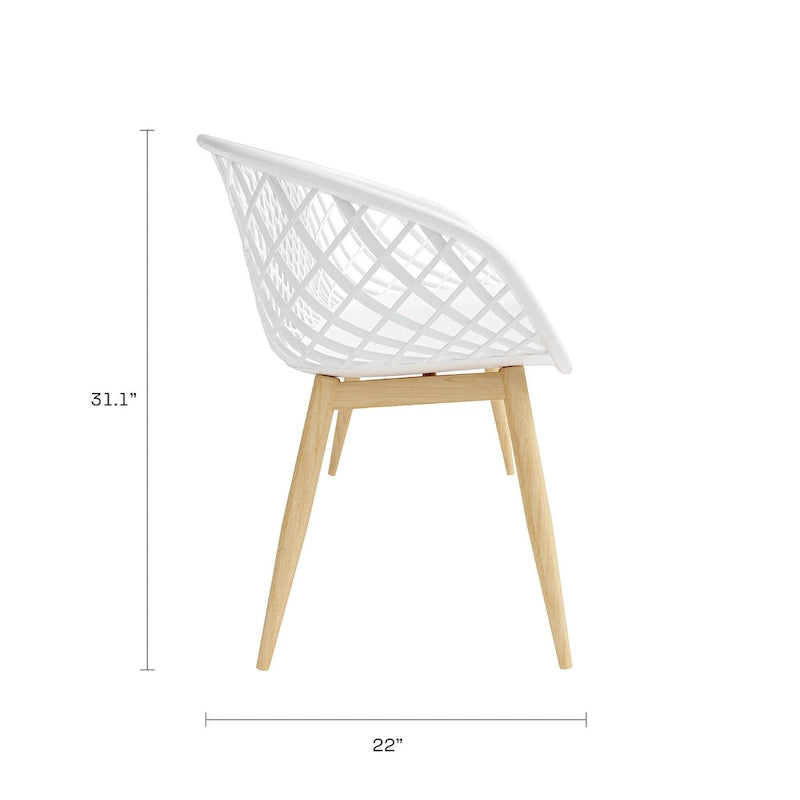 White & Natural Curved Bench – 2–3 Person