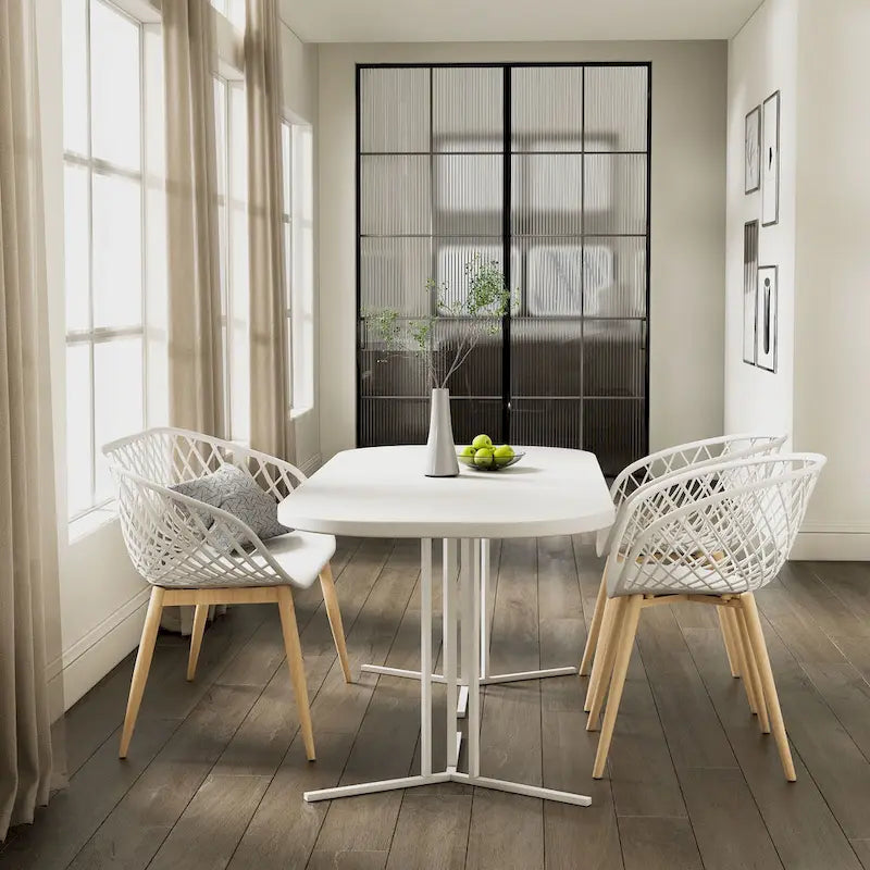 White & Natural Curved Bench – 2–3 Person
