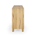 Natural / Light Brown 4-Door Oak Buffet Sideboard, 80"W × 22"D × 33"H, Single