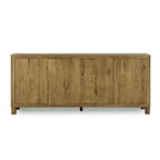 Natural / Light Brown 4-Door Oak Buffet Sideboard, 80"W × 22"D × 33"H, Single